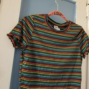 XL Rainbow 3/4 crop shirt